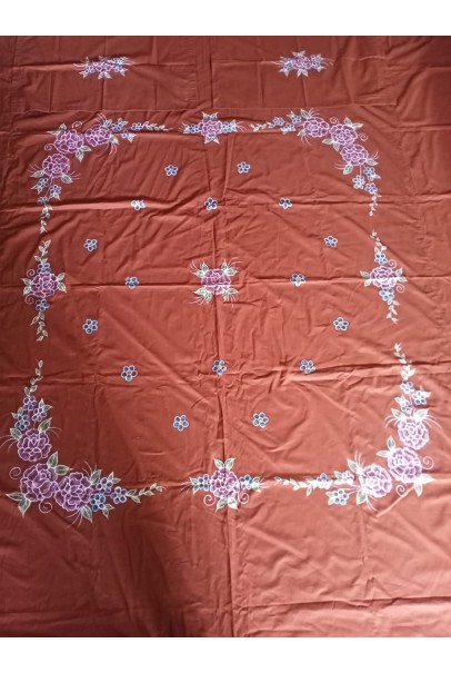 Handpainted cotton bedsheet with floral design on the corners